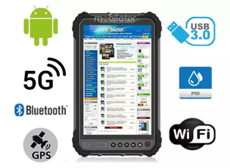 MobiPAD TS9T - wzmocniony tablet przemysłowy z normą IP65, pancerny, wodoodporny, pyłoodporny, wstrząsoodporny, 8GB RAM, 256GB ROM, 8-rdzeniowy procesor, Android 10, 8 cali, 1920x1200, 5G, 4G LTE, Bluetooth 5.0, GPS, wytrzymały tablet do przemysłu