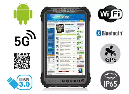 MobiPAD TS9T - pancerny tablet przemysłowy z normą IP65, skanerem 2D Newland N1, wodoodporny, pyłoodporny, 8GB RAM, 256GB ROM, 8-rdzeniowy procesor, Android 10, 8 cali, 1920x1200, 5G, 4G LTE, Bluetooth 5.0, GPS