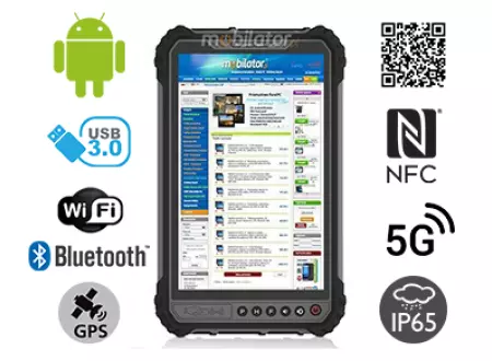 MobiPAD TS9T - nowoczesny tablet przemysłowy z NFC, skanerem 2D Newland N1 i czytnikiem linii papilarnych, odporny na wodę i pył IP65, 8GB RAM, 256GB ROM, 8-rdzeniowy procesor, Android 10, ekran 8 cali 1920x1200, 5G, 4G LTE, Bluetooth 5.0