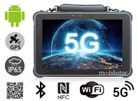 MobiPAD A311-T - pancerny tablet przemysłowy z NFC, Android 10, ekran dotykowy 10.1 cala, rozdzielczość 1920x1200, 450 nits, Skaner 2D Honeywell N3680, 8GB RAM, 256GB ROM, IP65, LTE 5G, WiFi, Bluetooth 5.0, RJ45, pyłoodporny i wodoodporny tablet na m