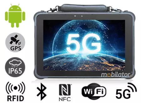 MobiPAD A311-T - wytrzymały tablet przemysłowy z UHF RFID (0.8-1m), Android 10, ekran dotykowy 10.1 cala 1920x1200, 450 nits, 8-rdzeniowy procesor 8x2.0GHz, 8GB RAM, 256GB ROM, LTE 5G, Bluetooth 5.0, WiFi, NFC, RJ45, pyłoodporny i wodoodporny tablet 