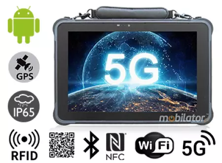 MobiPAD A311-T - tablet przemysłowy z UHF RFID (3-4m), skanerem 2D Honeywell N3680, GPS o wysokiej precyzji, 8GB RAM, 256GB ROM, Android 10, LTE 5G, czytnik linii papilarnych, ekran 10.1 cala, wodoodporny IP65, pancerny tablet na magazyn i plac budow
