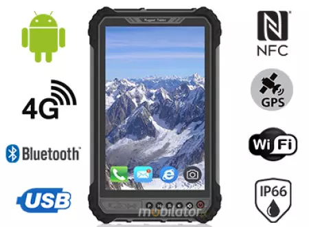 MobiPAD 9TS-6A - Wytrzymały tablet roboczy z Androidem 11, 8-calowy ekran dotykowy 1280x800, jasność 1000 nits, NFC, 4GB RAM, 64GB ROM, procesor 8x2.0GHz, LTE 4G, Bluetooth, WiFi, kamery 5mpx/21mpx, GPS, pojemna bateria 10000mAh