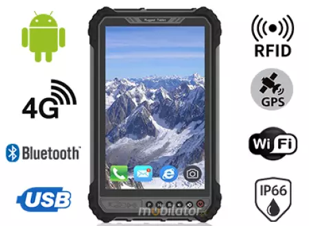 MobiPAD 9TS-6A - Industrial tablet z UHF RFID (3-4m), Android 11, odporny na pył i wodę IP66, 8-calowy ekran dotykowy, 1280x800, 1000 nits, 4GB RAM, LTE 4G, WiFi, Bluetooth, 8-rdzeniowy procesor, bateria 10000mAh
