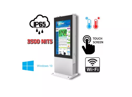 infokiosk zewnętrzny monitor reklamowy infokiosk multimedialny Odporny wyświetlacz reklamowy NoMobi Trex Hi65W