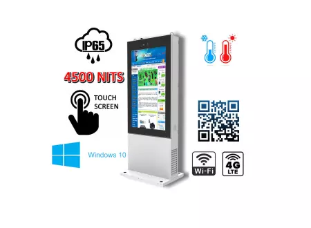 infokiosk multimedialny Gablota informacyjna na lotnisko panel reklamowy pracujący w niskich i wysokich temperaturach  NoMobi Trex Hi65W