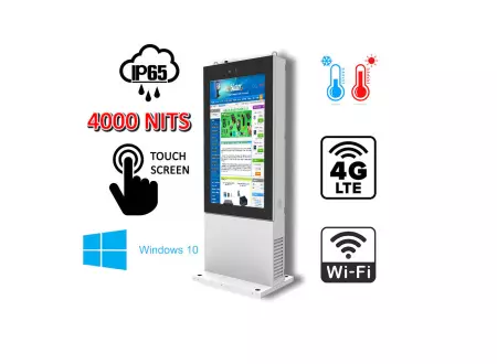 totem reklamowy dla sieć usługowych Totem zewnętrzny informacyjno -reklamowy infokiosk zewnętrzny NoMobi Trex Hi75W