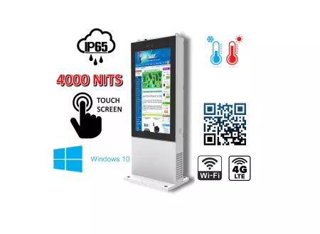 Digital signage Odporny totem zewnętrzny do użytku zewnętrznego Wandaloodporny totem zewnętrzny NoMobi Trex Hi75W