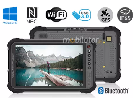 MobiPAD 9TS-M - wodoodporny tablet do pracy w terenie, wyposażony w NFC, ekran dotykowy 8 cali, procesor Intel i5-8200Y, 8GB RAM, 256GB ROM, LTE 4G, norma IP65, pancerny tablet przemysłowy do trudnych warunków