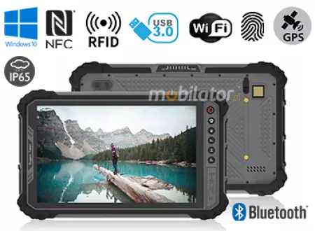 MobiPAD 9TS-M - profesjonalny tablet z UHF RFID (3-4m), NFC i czytnikiem linii papilarnych, 8-calowy dotykowy ekran, Intel i5-8200Y, 8GB RAM, 256GB ROM, LTE 4G, wodoodporny, pyłoodporny, pancerny tablet dla przemysłu, norma IP65