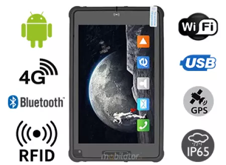 MobiPAD 8TS-5A - Bezwentylatorowy tablet odporny na wodę i pył, z UHF RFID (3-4m), ekran dotykowy 8 cali 1920x1200, Android 11, LTE, WiFi, norma IP65, wytrzymała konstrukcja, idealny na budowę i do magazynów