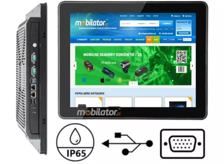 BiBox 121-I58 v.7 - Resistant Panel PC 12.1 inch, IP65 front panel, Intel i5-8250U, 16GB RAM, 512GB SSD, RS232, RJ45 Windows 11 Pro - For use in fire brigades and rescue services