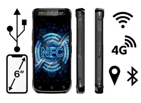 MobiPad S7300N v.2 - Warehouse data terminal with a 6-inch, 400-nit screen, NFC, Honeywell N5703, IP67, WiFi 5, and a 4850mAh battery