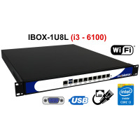 IBOX-1U8L (i3 - 6100) v.1 - Rack industrial computer (8x LAN)