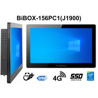 BiBOX-156PC1 (J1900) v.4 - Panel komputerowy z IP65 (odporność woda i pył na front urządenia) z dyskiem SSD 256 GB, technologią 4G (1xLAN, 6xUSB)