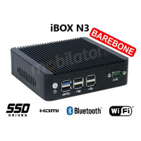 IBOX N3 v.1 BAREBONE - Rugged miniPC with Intel Celeron processor, 4x USB 2.0, 2x USB 3.0, 1x RJ-45 COM and 2x RJ-45 LAN 
