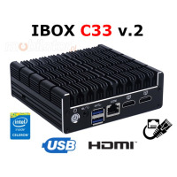 IBOX C33 v.2 - Wytrzymały miniPC z procesorem Intel Celeron, WiFi, BT, złączami 2x USB 3.0, 5x RJ-45 oraz pamięcią RAM 4GB i 64GB SSD
