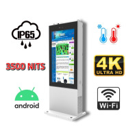 NoMobi Trex 55 v.12.1 - wodoodporny zewnętrzny kiosk informacyjny z solidnym mocowaniem, 55cali ekarn 4K, z warstwą galwaniczną, systemem zarządzającym online oraz ekranem o jasności 3500 nitów