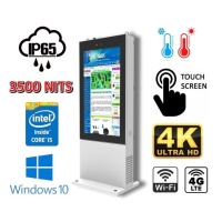 NoMobi Trex 43W v.4.1 - kiosk informacyjny stojący na zewnątrz z dotykową matrycą 43cale czytelną w słońcu (o rozdzielczości 4K), łączność 4G, alarm i dostawa drogą kolejową ok. 25 dni