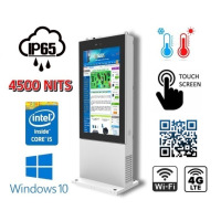 NoMobi Trex 43W v.15.2 - Zewnętrzny totem - kiosk interaktywny z dotykowym wyświetlaczem o jasności 4500 nits (widoczny w słońcu), skanerem 1D/2D, łącznością GSM 4G, wbudowanym ogrzewaniem, alarmem i dostawą lotniczą (ok. 14 dni)