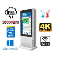 NoMobi Trex 65W v.2.1 - kiosk - totem multimedialny zewnętrzny - przystosowany do pracy w niskich i wysokich temperaturach - z ekranem 65 cali z rozdzielczością 4K o jasności 3500 nitów, system grzewczy
