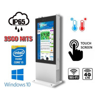 NoMobi Trex 65W v.4 - wodoodporny (IP65) wzmocniony reklamowy ekiosk stojący - na zewnątrz z dotykowym ekranem 65 cali czytelnym w słońcu, z alarmem i dostawą drogą kolejową ok. 25 dni