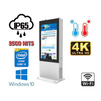 NoMobi Trex 55W v.12.1 - standing one-sided vertical waterproof and frost-resistant outdoor totem with 55-inch display matrix with 4K resolution and 3500 nits brightness, tempered glass, aviation delivery - 14 days