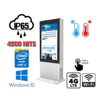 NoMobi Trex 55W v.15 - wodoodporny totem stojący zewnętrzny IP65 - interaktywny z dotykowym ekranem HD o jasności 4500 nits (widoczny pod słońce), łącznością GSM 4G, wbudowanym ogrzewaniem, alarmem i dostawą lotniczą (ok. 14 dni)