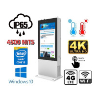 NoMobi Trex 55W v.15.1 - outdoor totem (IP65) - dotykowy wyświetlacz (55 cali), rozdzielczość 4K (o dużej jasności 4500 nits - dobra widoczność w Słońcu), łączność 4G GSM, wbudowane ogrzewanie dostawa lotnicza