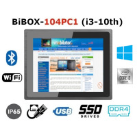 BiBOX-104PC1 (i3-10th) v.8 - Panelowy komputer z dotykowym ekranem, WiFi, Bluetooth, dyskiem SSD (256 GB) z z licencją Windows 10 PRO