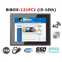 BiBOX-121PC1 (i3-10th) v.5 - Nowoczesny panel (512 GB SSD) z ekranem dotykowym, odpornością IP65, łącznością 4G i 16 GB RAM