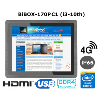 BiBOX-170PC1 (i3-10110U) v.4 - 17 cali, IP65, metalowy wzmocniony panel - komputer dotykowy - z łącznością 4G, rozszerzenie SSD (256 GB) i 8GB RAM
