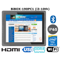 BiBOX-190PC1 (i3-10110U) v.2 - 19-calowy odporny panel przemysłowy z modułem WiFi i Bluetooth oraz rozszedzonym dyskiem SSD (128 GB)