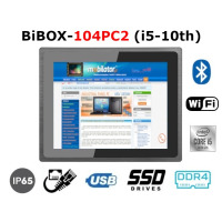 BiBOX-104PC2 (i5-10th) v.5 - 10 calowy przemysłowy komputer panelowy z 16 GB RAM i ekranem dotykowym, WiFi, SSD (512 GB) i Bluetooth (2xLAN, 4xUSB)
