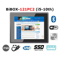 BiBOX-121PC2 (i5-10th) v.2 - Resistant panel with 256 GB SSD, 8 GB RAM, WiFi module, Bluetooth and IP65 screen resistance standard (2xLAN, 4xUSB)