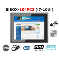 BiBOX-104PC2 (i7-10th) v.4 - Odporny na wodę i pył komputer panelowy do magazynu z technologią 4G, dyskiem SSD 512 GB, 16GB RAM, 2xLAN, 4xUSB
