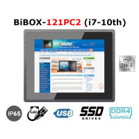 BiBOX-121PC2 (i7-10th) v.1 - 12-inch resistant touch computer with IP65 standard, 4 GB RAM, 64 GB SSD disk and i7 processor (2xLAN, 4xUSB)