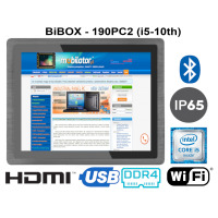 BiBOX-190PC2 (i5-10210U) v. 5 – Panel PC with modern Intel Core i5 processor, WiFi and Bluetooth module, 16GB RAM with SSD (512GB), 2xLAN, 4xUSB