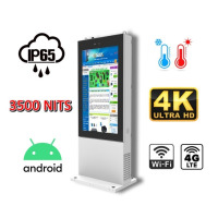 NoMobi Trex 75 v.3.1 - Zewnętrzny wyświetlacz reklamowy odporny na warunki atmosferyczne - z jasnym ekranem 75 cali (3500 nits), łącznością 4G, rozdzielczością 4K i dostawą morską (ok. 2,5 miesiąca)