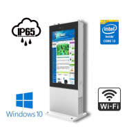 NoMobi Trex 75W v.0.1 - Przemysłowy zewnętrzny kiosk multimedialny stojący z 75-calowym wyświetlaczem (1920x1080p) o jasności 2500 nitów, z systemem Windows 10 i dostawą morską - 2,5 miesiąca