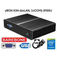 Small Budget Industrial Computer Reinforced Fanless MiniPC yBOX-X34-(6xLAN, 1xCOM)-2955U Barebone