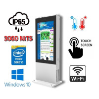 NoMobi Trex 75W v.4 - Informative outdoor kiosk with 75 inch touch screen (3000 nits brightness), powerful i5 processor, Windows 10, tempered glass on screen and shipment delivery