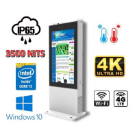 NoMobi Trex 86W v.3.1 - Industrial outdor totem (IP65) - 86 inch 4K display (high brightness 3500 nits - good visibility in the sun), 4G GSM connectivity, built-in heating, sea delivery