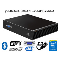 6xLAN Industrial Fanless PC for office, 8GB RAM, 128GB SSD, Bluetooth, MiniPC yBOX-X34-(6xLAN, 1xCOM)-2955U v. 3