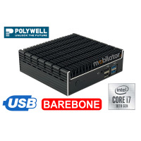 Polywell-Nano-U10F i7 BAREBONE - Nowoczesny przemysłowy miniPC fanless z wydajnym procesorem Intel Core i7 i portem Audio oraz USB typu C