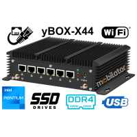 Wytrzymały Bezwentylatorowy Mini Komputer Przemysłowy z 2-ma  portami COM, WiFi i Bluetooth - MiniPC yBOX-X44-(6LAN, 2COM)-5405U v.2