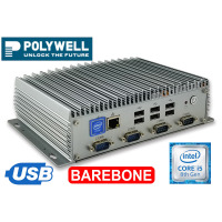 Polywell-Nano-U8FL2C6 i5 BAREBONE - Wydajny MiniPC przemysłowy dla fabryki z czterordzeniowym procesorem Intel Core i5 i portami 10x USB, 6x COM 