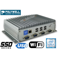 Polywell-Nano-U8FL2C6 i3 v.1 - Wzmocniony komputer przemysłowy z procesorem Intel Core i3, dyskiem SSD, Wifi i 10x USB, 6x RS-232 COM