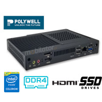 Polywell-Nano-H510A v.1 - Industrial miniPC computer in a resistant metal housing - with Celeron processor, HDMI, DP and USB-C