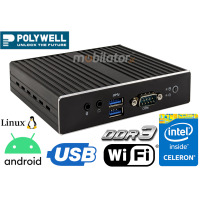 Polywell-Nano-N3350D Celeron v.3 - Efficient miniPC cooled by a special housing design - with Intel Celeron processor, WiFi and eMMC disk (64GB)